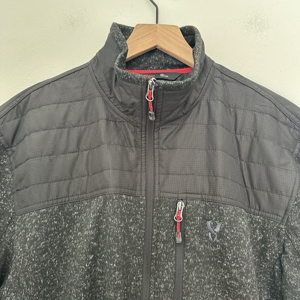 Stoic Sweater Fleece Jacket Mens Large Black Quilted Yoke Full Zip Outdoor warm - Picture 5 of 12